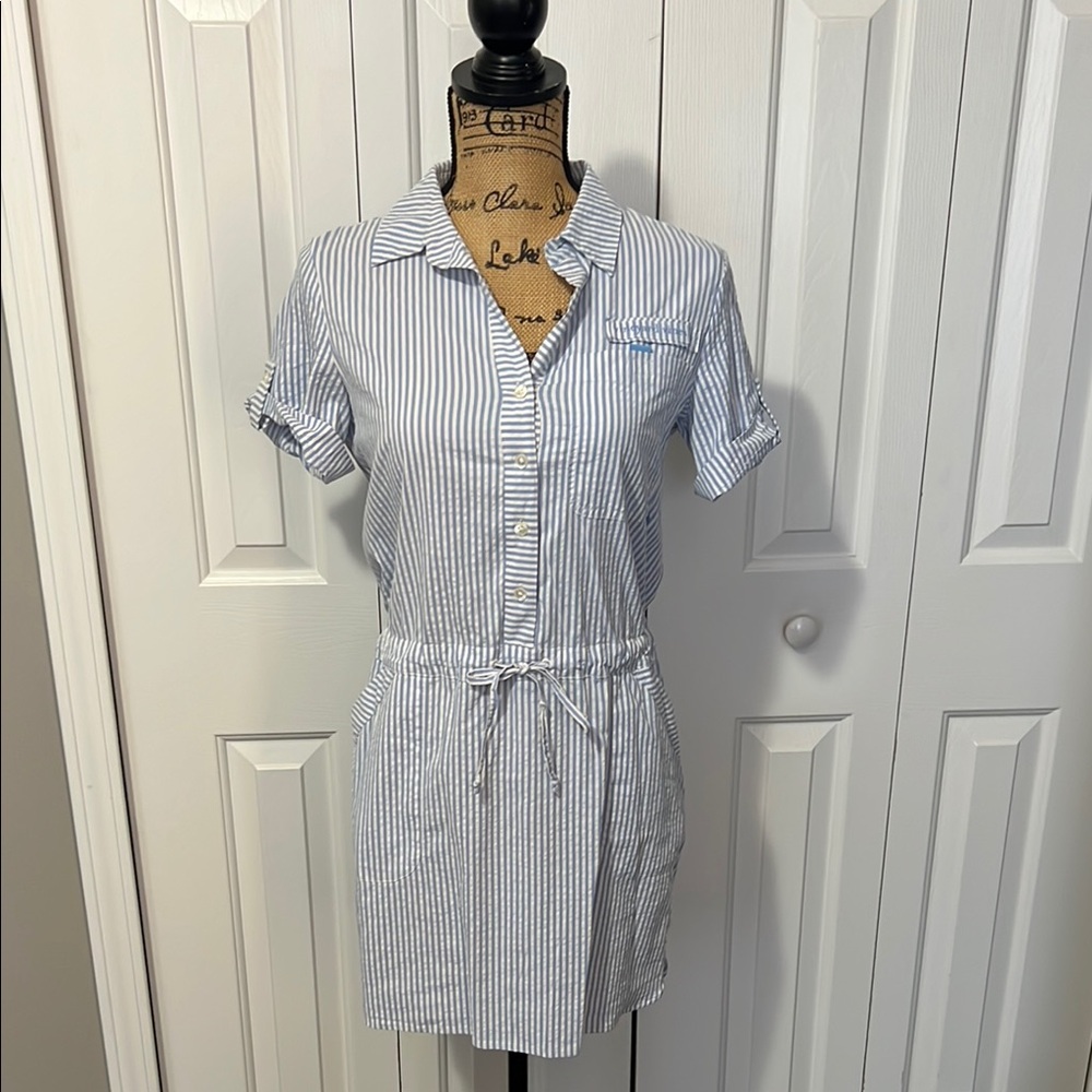Vineyard Vines Performance Light Blue & White Striped Dress